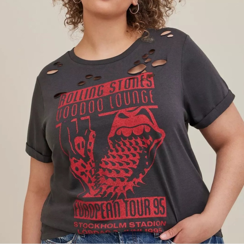 NWT Torrid Rolling Stones Voodoo Lounge Graphic Tee - Gray/Washed Black - Size 3